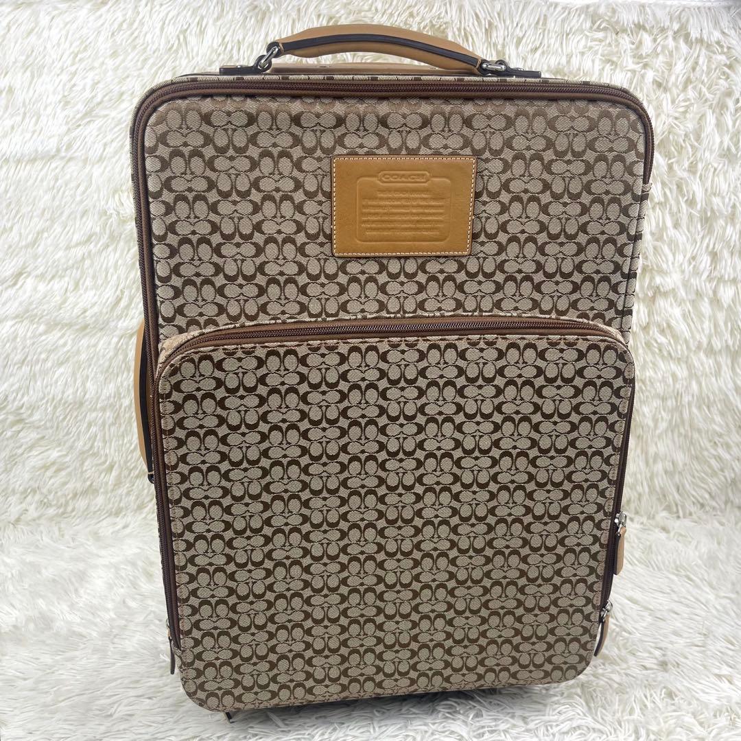 極美品‼️COACH コーチ　キャリーケース　シグネチャー　キャンバス　レザー