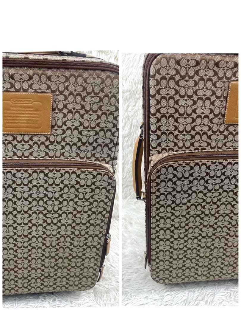 極美品‼️COACH コーチ　キャリーケース　シグネチャー　キャンバス　レザー
