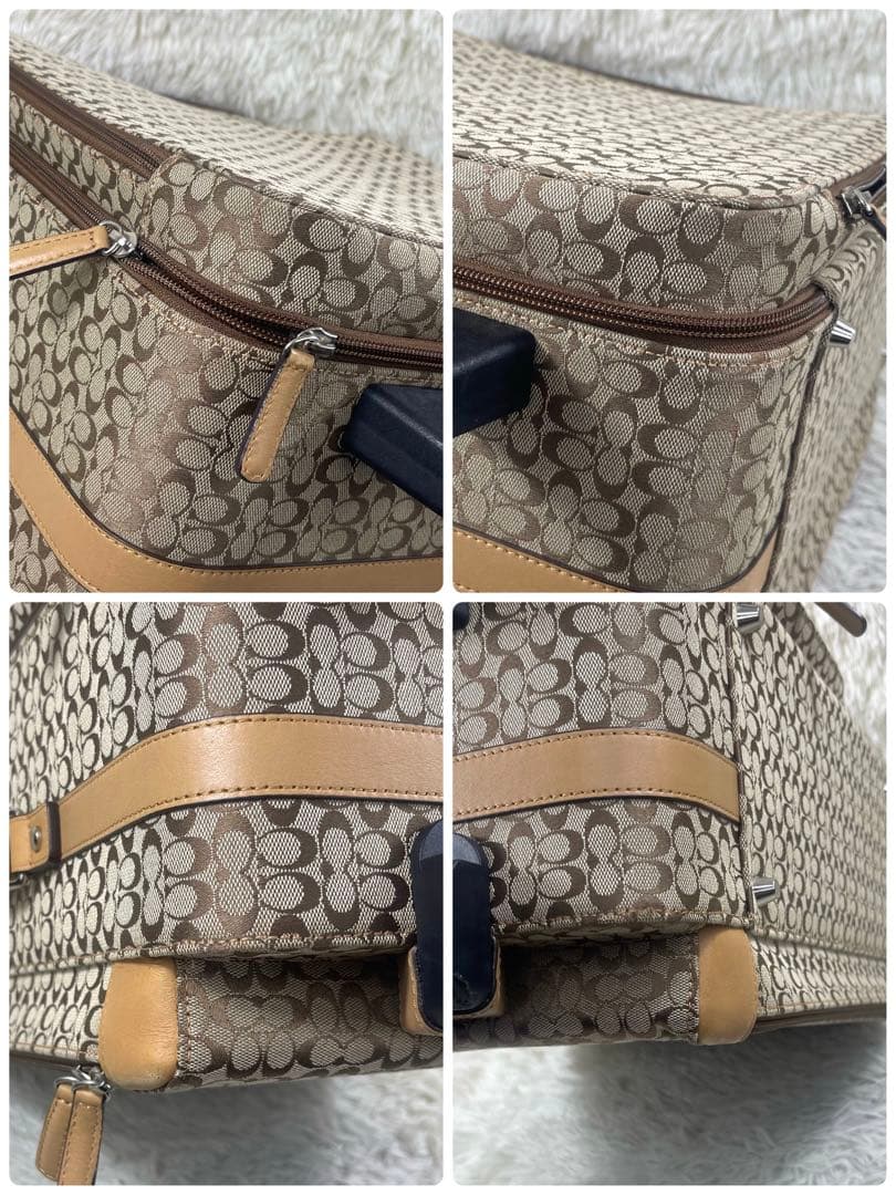 極美品‼️COACH コーチ　キャリーケース　シグネチャー　キャンバス　レザー