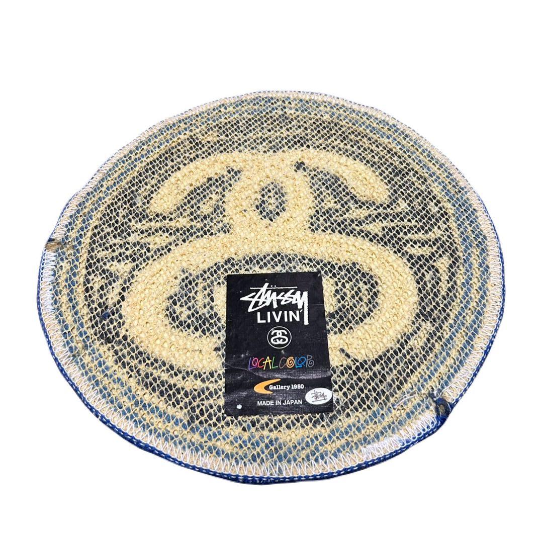 STUSSY×Gallery1950 円形 ラグマット 黒×白×青