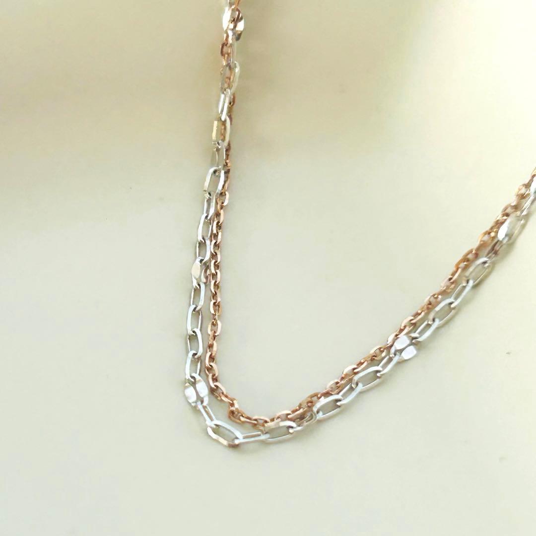 【ete】[ミストピンク] K10 レイヤード ブレスレット バイカラー