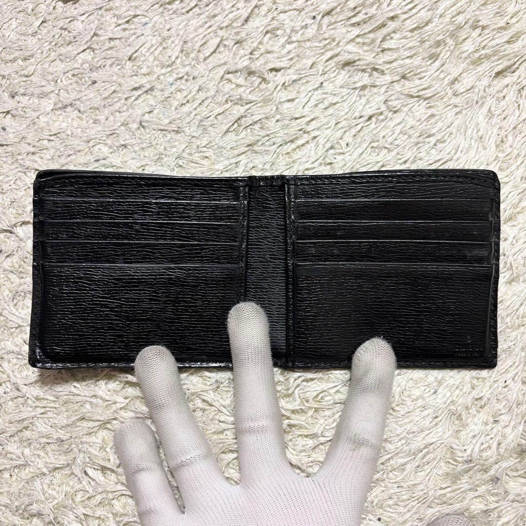 【良品】GUCCI 折り財布GGスプリームキングスネーク レザー ブラック