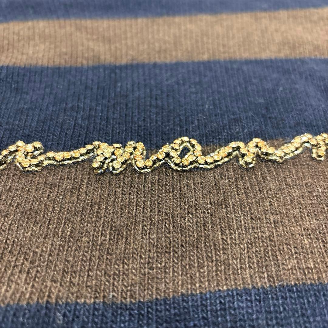 ERMANNO SCERVINO 紺×茶色　長袖ニットカシミア混　手洗い可　M