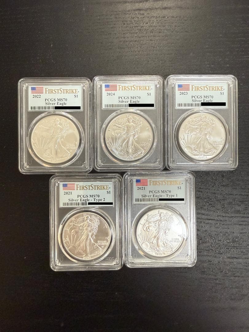2021～2024年(新品)イーグル銀貨　PCGSS MS70セット