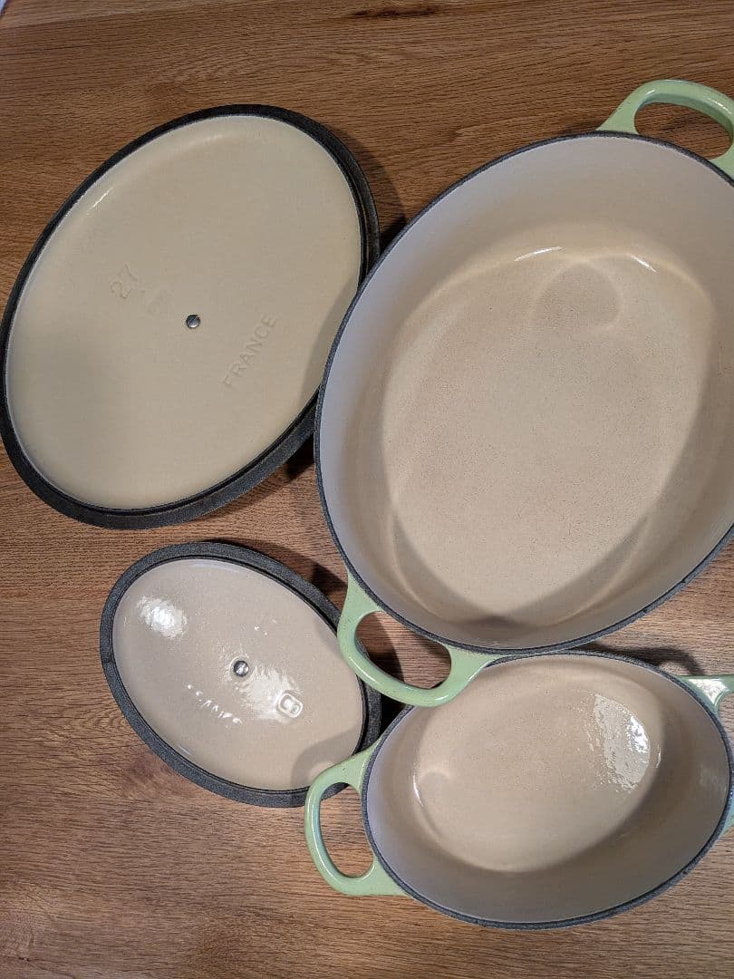 LE CREUSET ホーロー鍋セット グリーン 大小