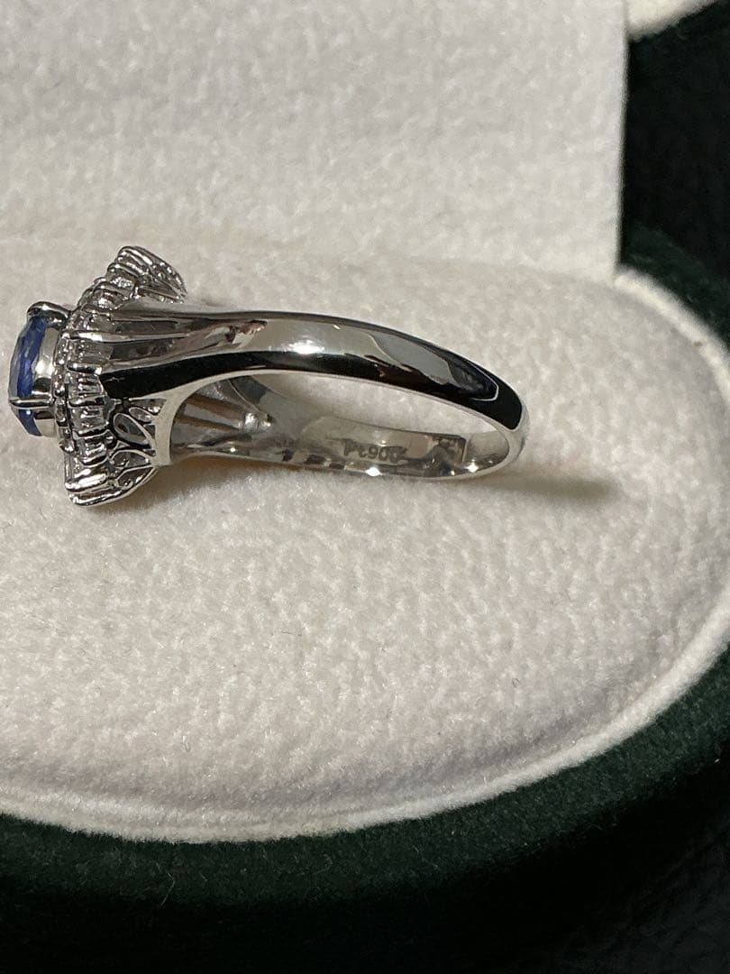 703本物保証PT900 サファイア1.18ct ダイヤ0.35ctリング