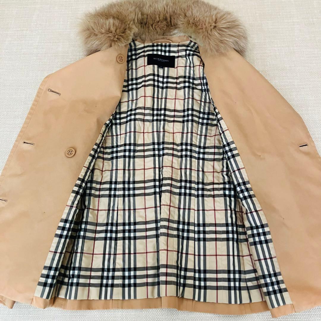 【美品】バーバリーロンドン トレンチコート ショート ファー ノバチェック 40