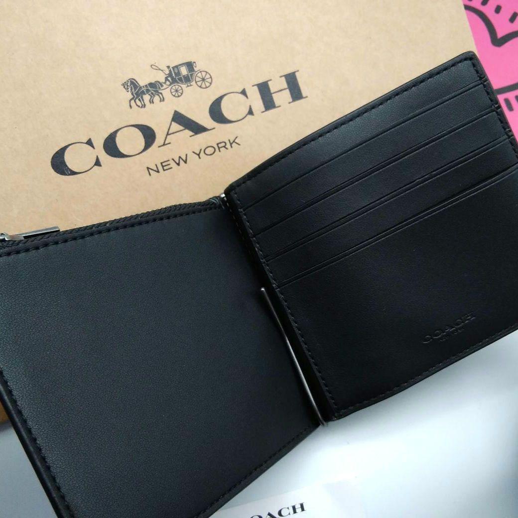 新品　COACH　マネークリップ　財布　メンズ　人気の小銭入れ付き