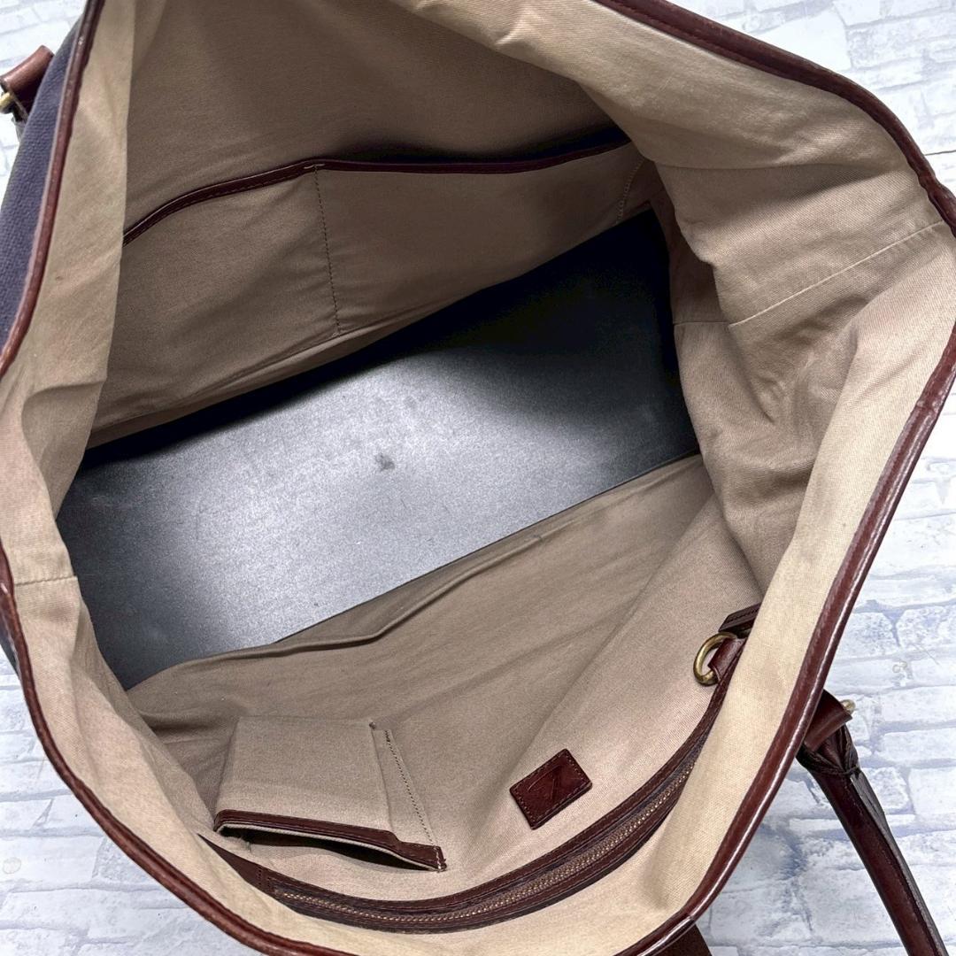 土屋鞄 キャンバス レザートートバッグ ショルダー可能 A4 PC収納可能