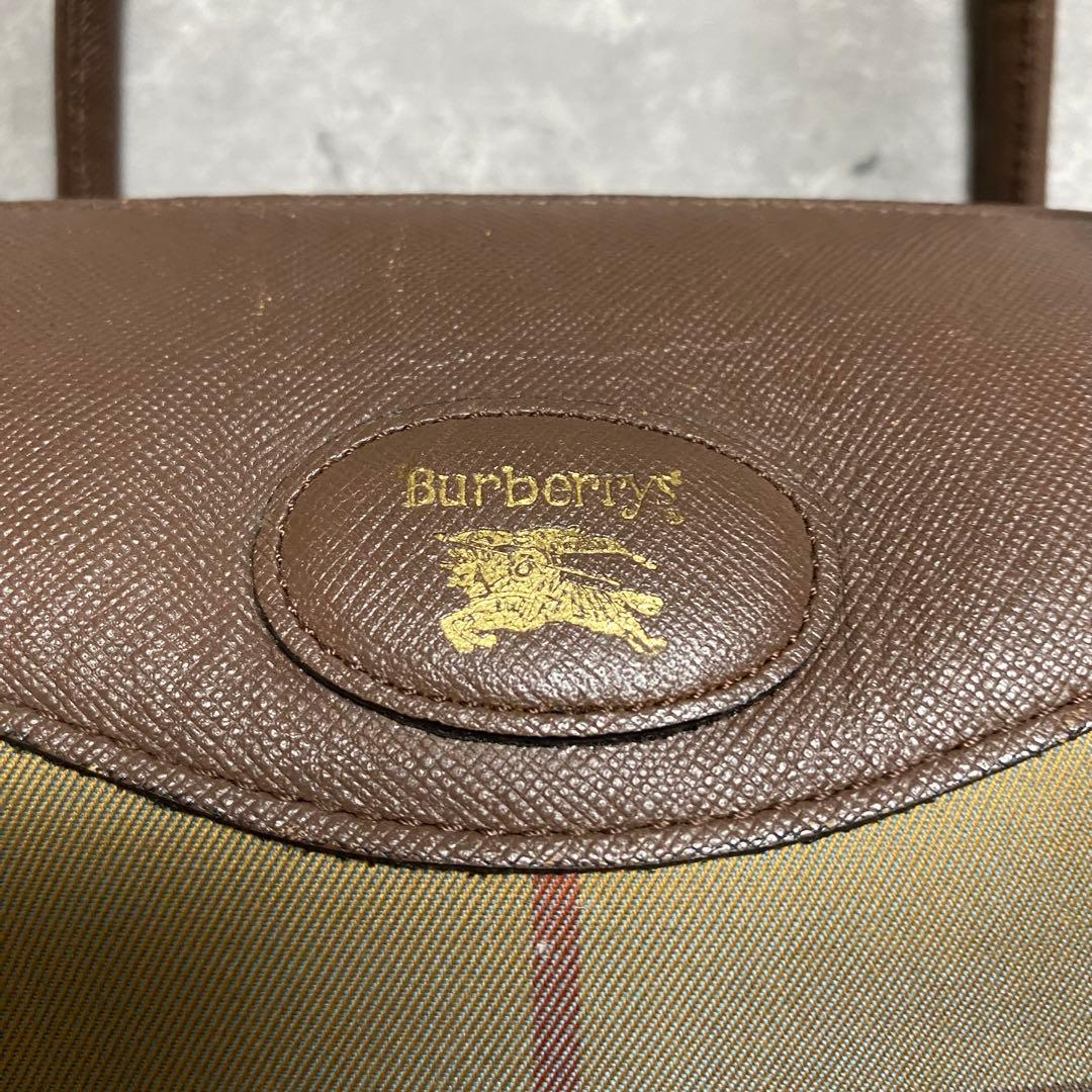 バーバリーズ Burberrys90s ノバチェックPVC×レザーボストンバッグ