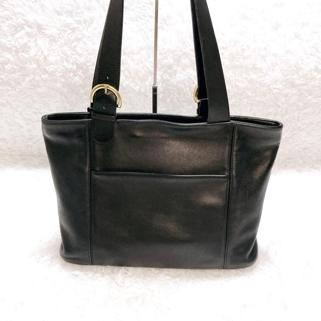 【美品】COACH oldcoach レザー トートバッグ A4可 ブラック 金