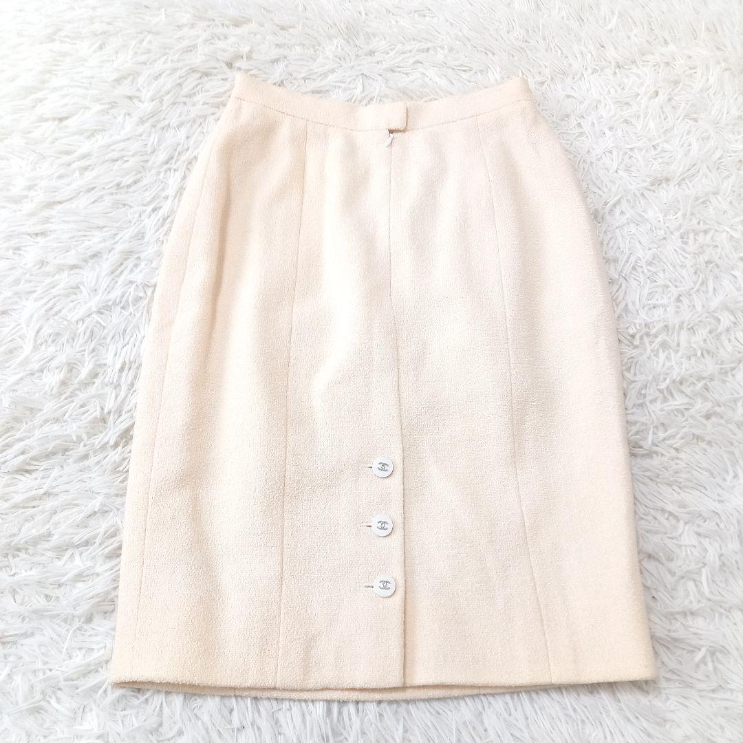【美品】　CHANEL　シャネル　ココマーク　3連ボタン　ツイードスカート　36