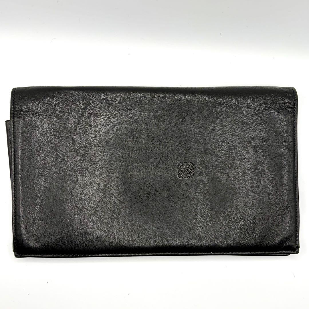 【正規品】LOEWE ロエベ 長財布 アナグラムロゴ型押し レザー 黒 男女兼用
