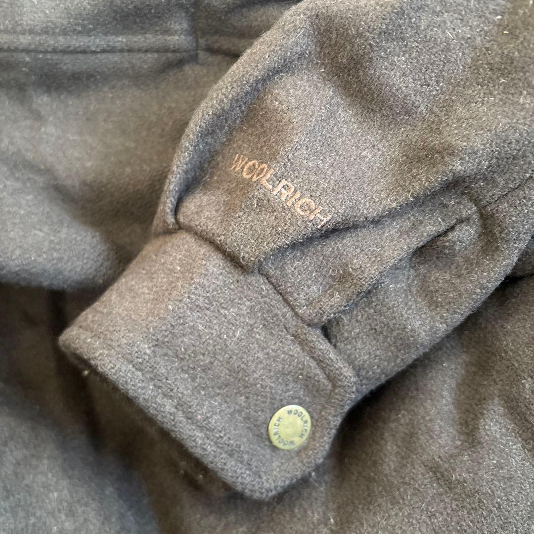 90s woolrich ウールジャケット　襟レザー　ウールリッチ　ハリントン