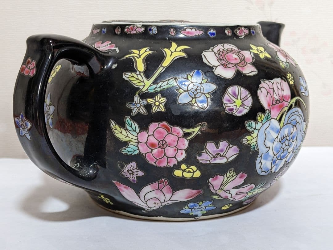 ♦中国古玩 花埋め図 景徳鎮窯 輸出用CHINA 茶道具 急須 古美術 骨董品