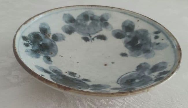 市野吉記さん　コウホ窯　丸皿　約14cm 青色花模様