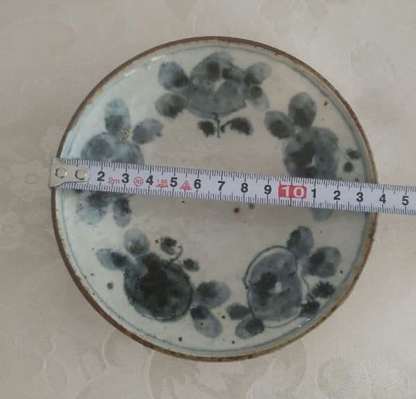 市野吉記さん　コウホ窯　丸皿　約14cm 青色花模様