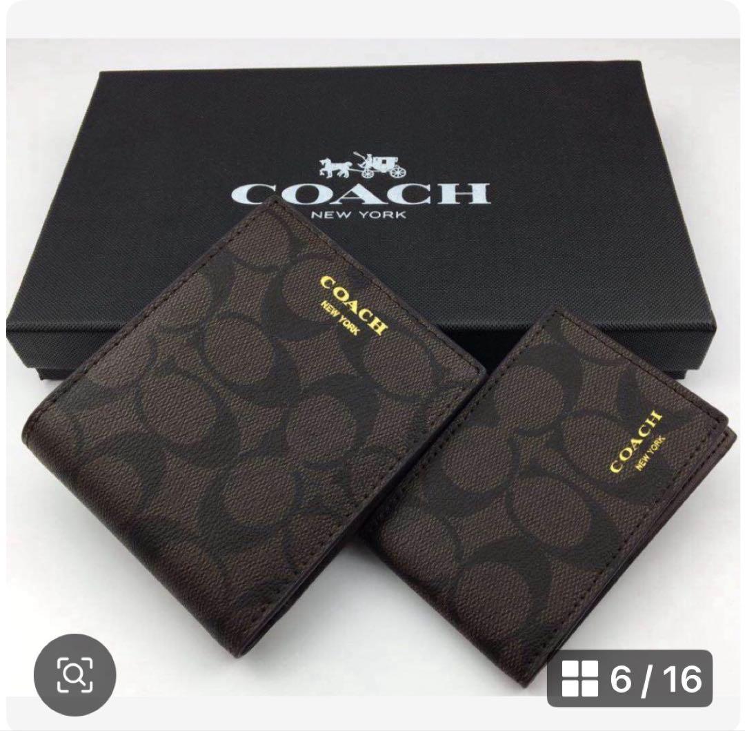 コーチCOACH二つ折り財布メンズブラックシグネチャーロングジップ贈り物　新品