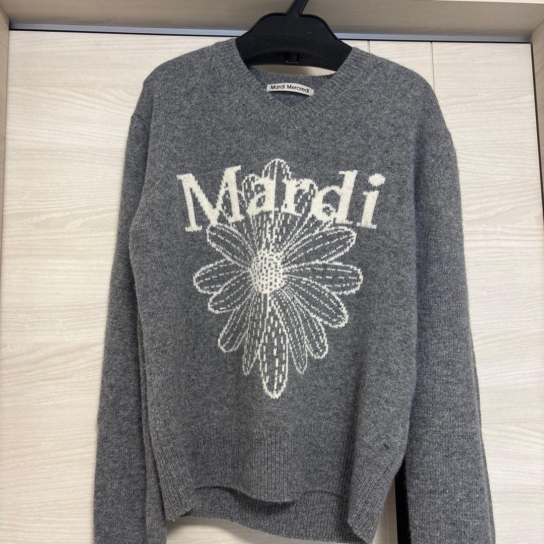 Mardi Mercredi Vネック ニット グレー マルディ