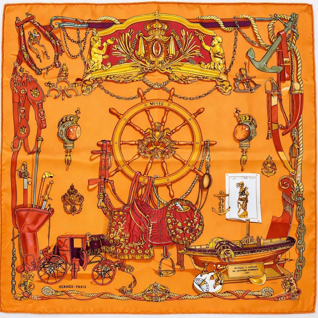 さな　Hermès エルメス シルクスカーフ 海洋モチーフ