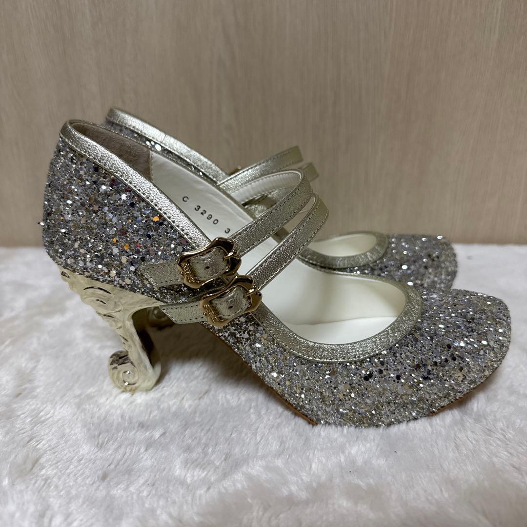 【新品・未使用】ANNA SUI シルバー グリッターパンプス