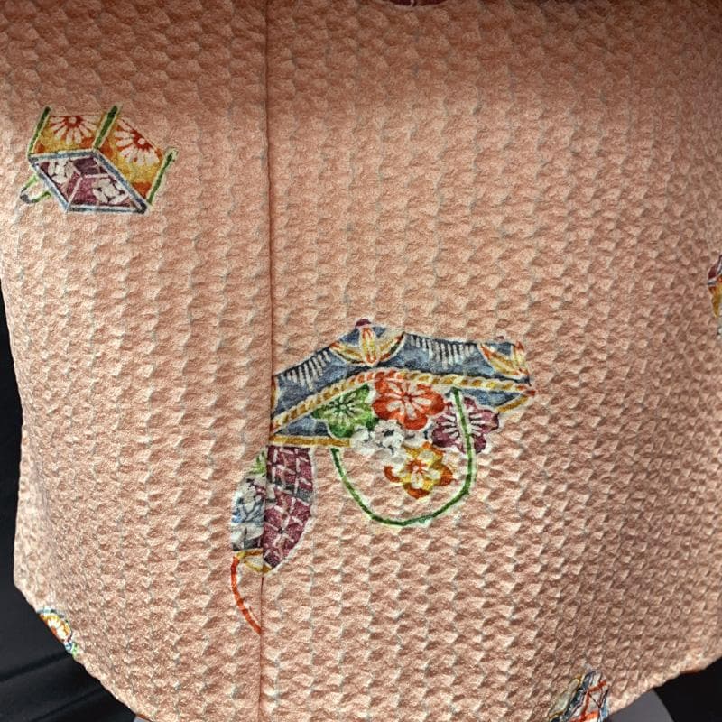 510ag29□七五三 三歳 女児 着物&被布 金彩 四季花籠文様□美品