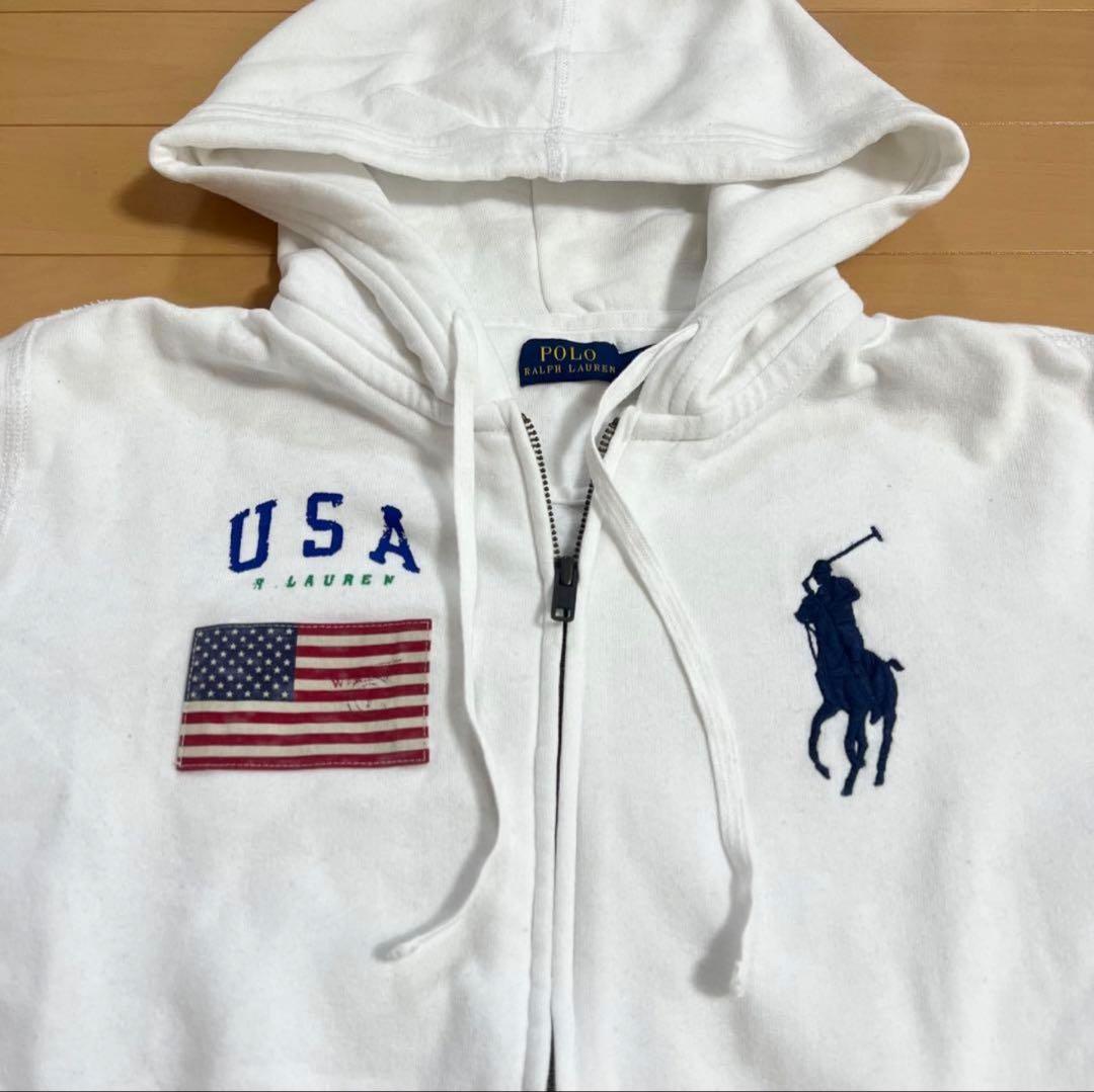 Polo Ralph Lauren ビックポニー USA 短丈ジップパーカー