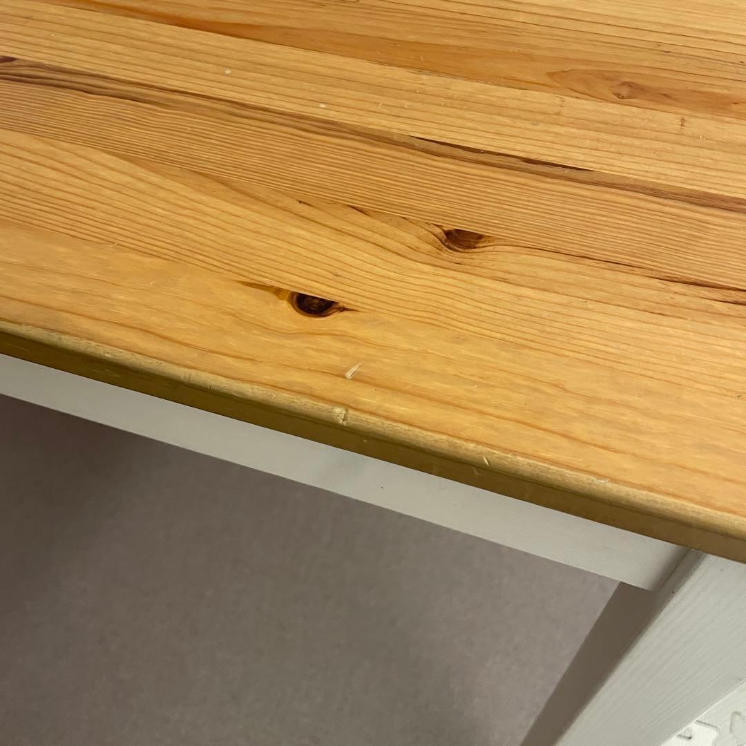 【送料込み】IKEA パイン材ダイニングテーブル　ホワイト　無垢