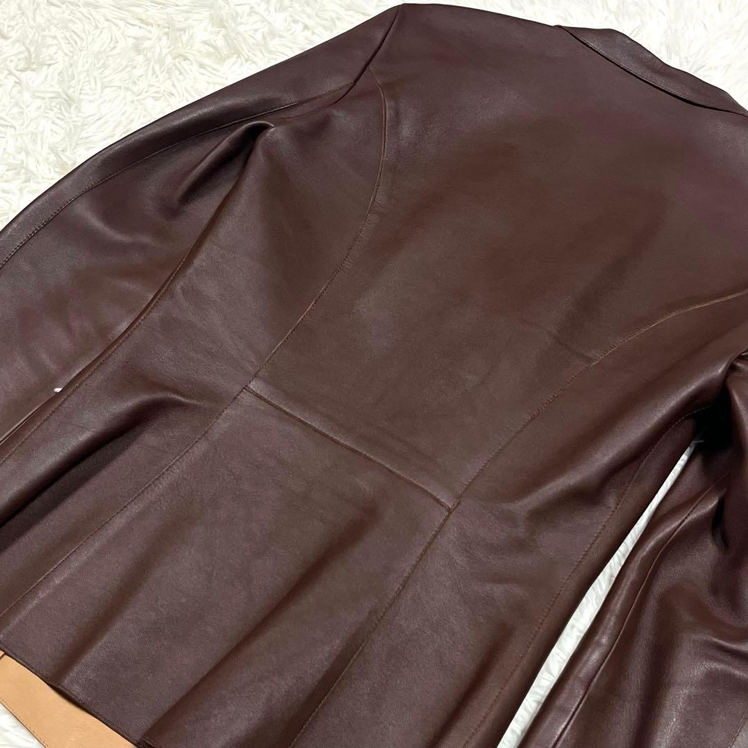 希少 美品✨フェラガモ レザーテーラードジャケット ブラウン イタリア製