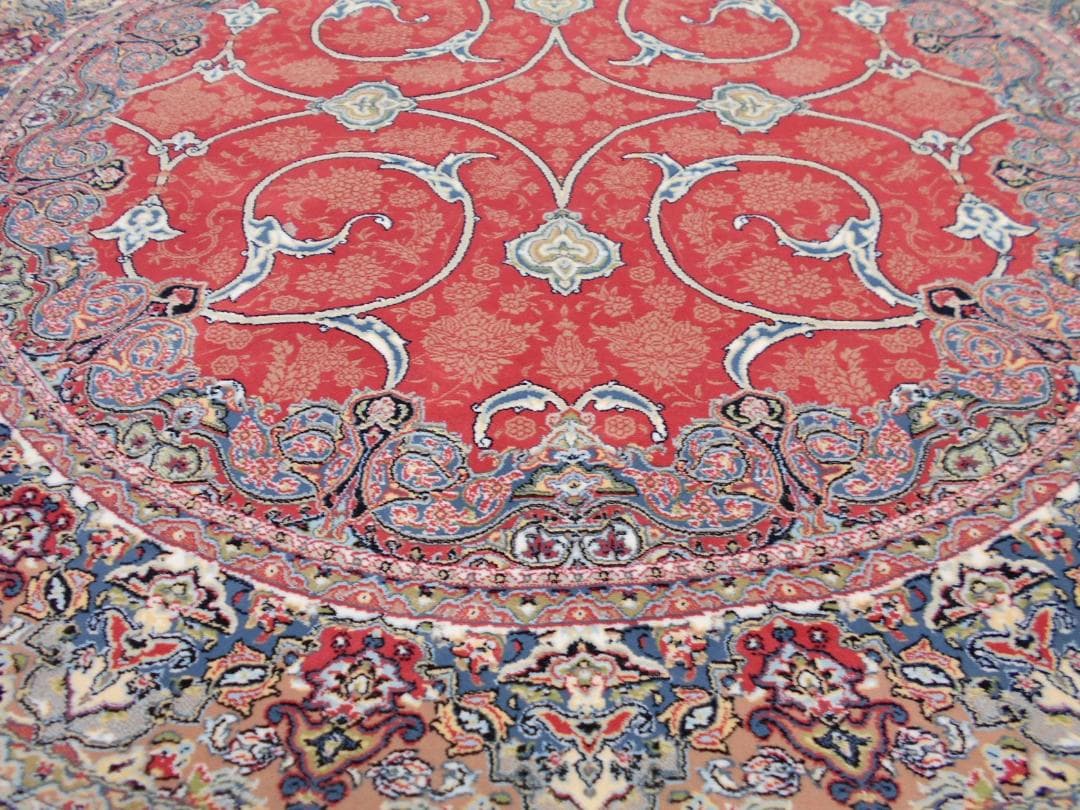 144万ノット！ 本場イラン産、高密度織 絨毯！円形 200cm‐201541