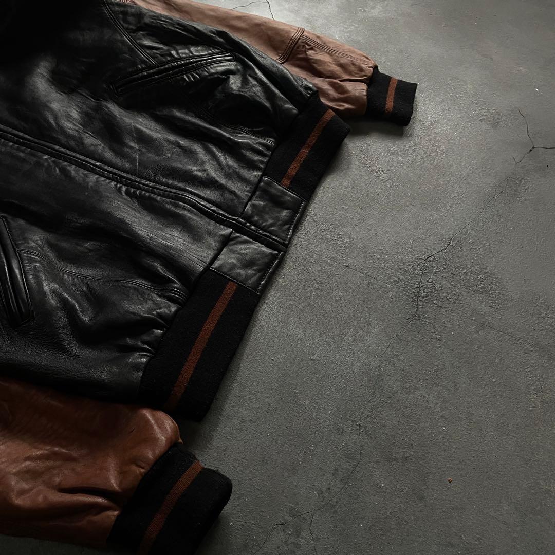 Black×Brown“Switching“羊革“bomber jacket