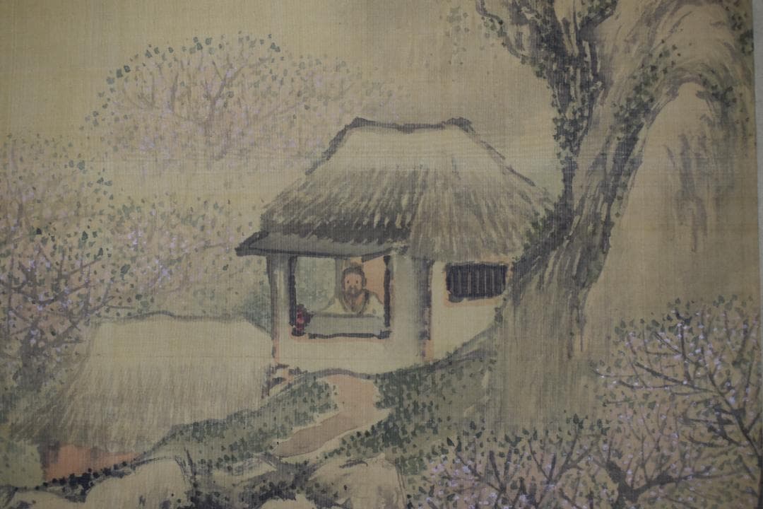 【真作】鈴木松年/百僊/春山幽居図/梅花山水人物図/掛軸☆宝船☆Z-116