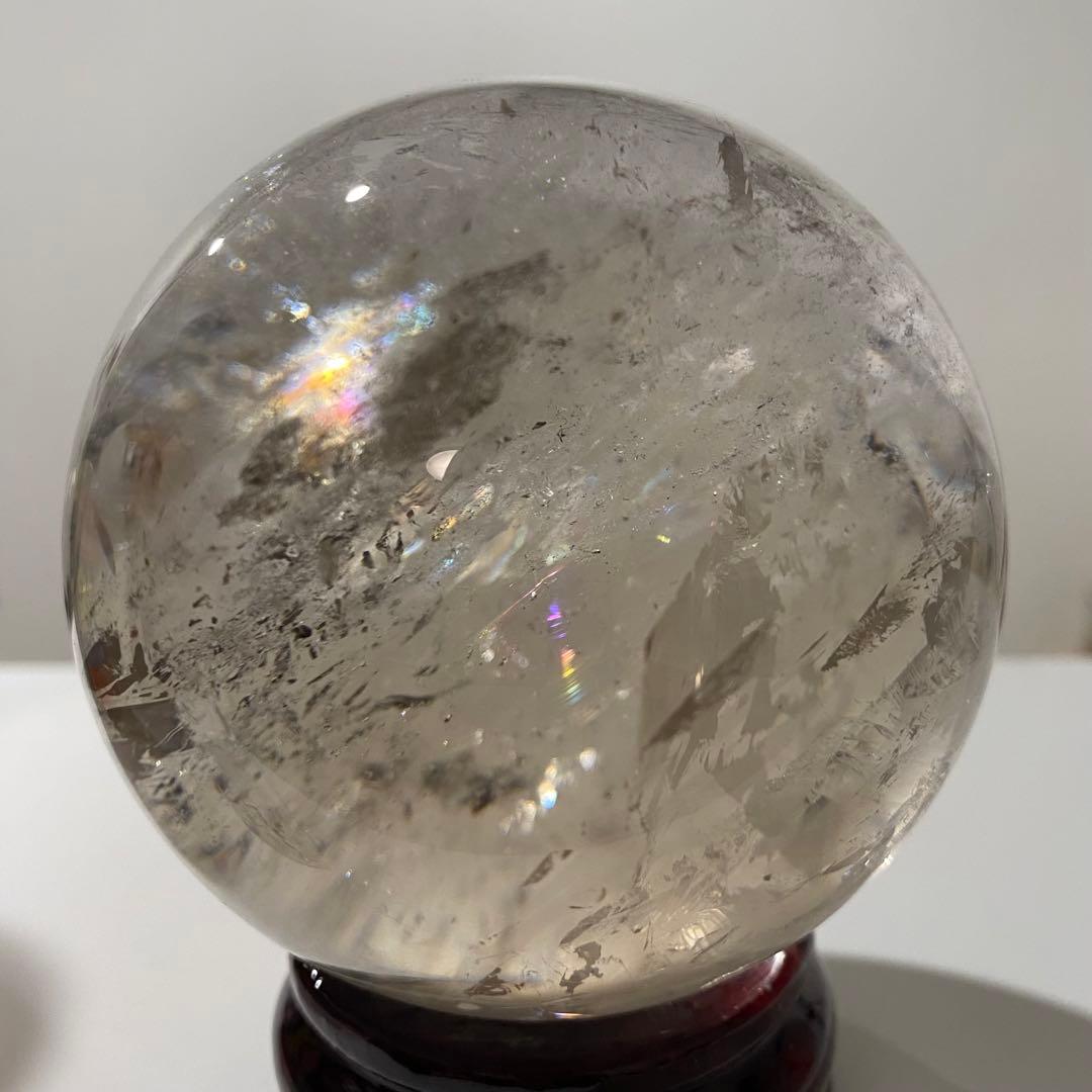 天然石　丸玉　白水晶　スフィア　置物