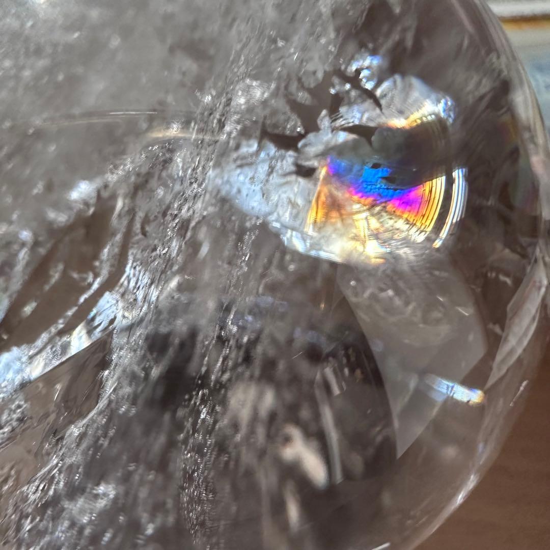天然石　丸玉　白水晶　スフィア　置物