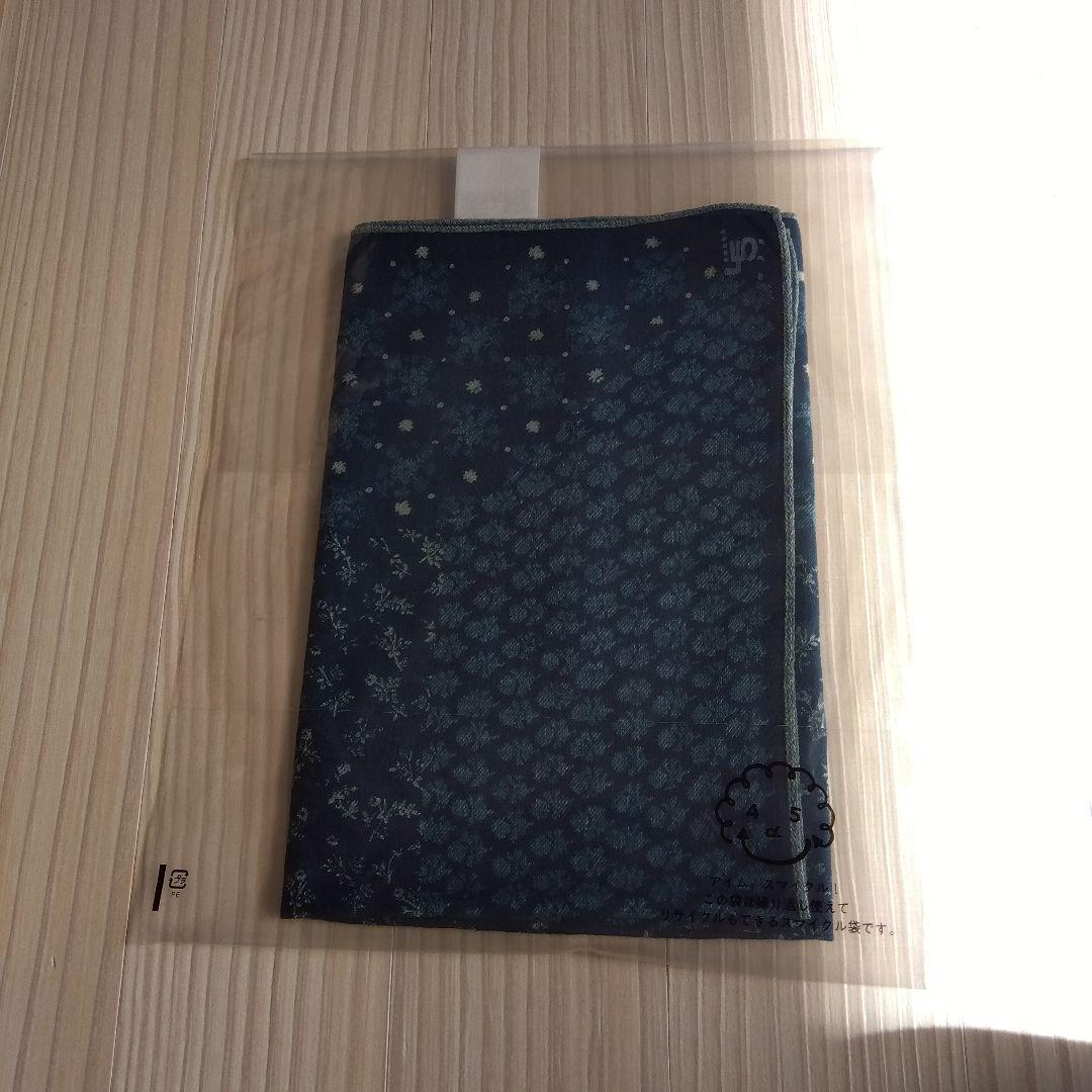 45R★スーピマ綾のパッチフラワーバンダナ（インディゴ）新品