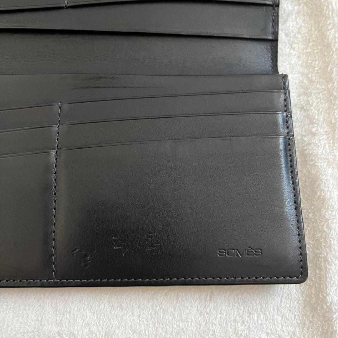 極上レザー SOMES コードバン 長財布 札入れ 黒