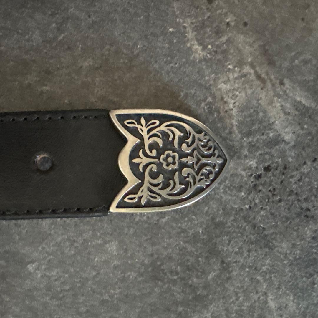Loewe レザー バングル 黒 銀色バックル　ベルト　ロエベ