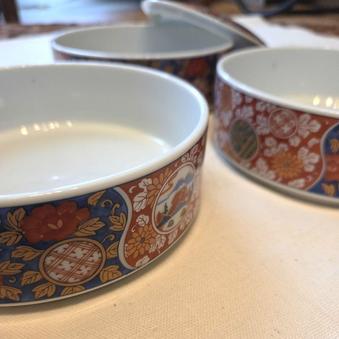 【美品】 龍峰窯 錦彩古伊万里 三段重 陶器製 木箱付き