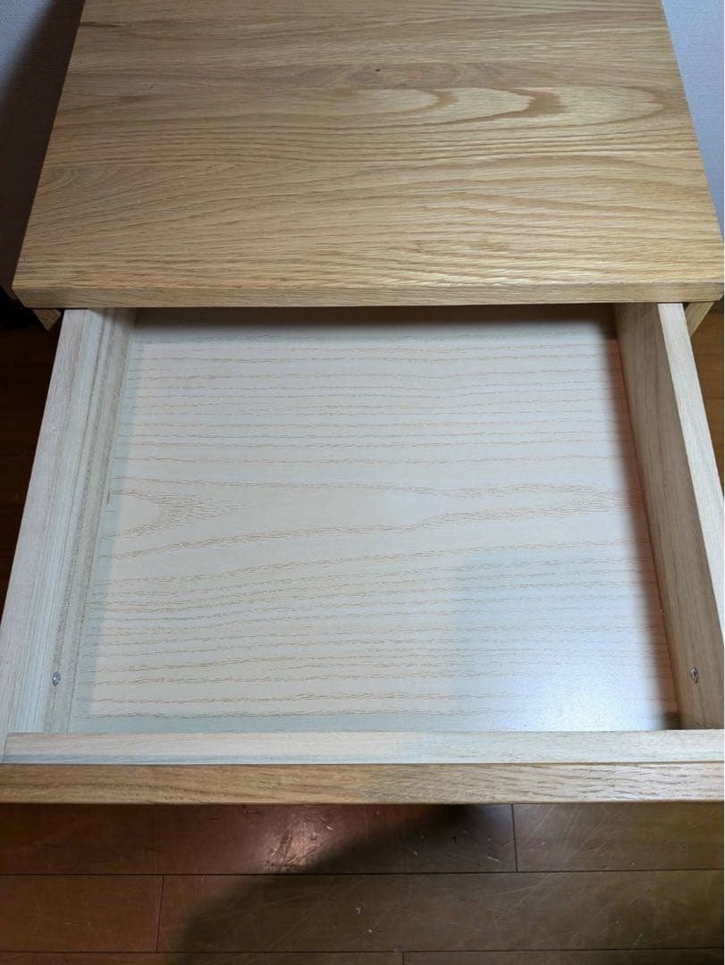 ■送料込■無印 MUJI 無垢材デスクキャビネットワイド オーク材脇机引出し収納