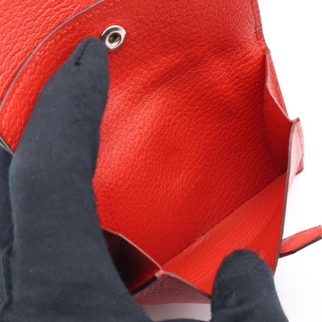 【極美品】HERMES ベアンミニ シェーブル　コンパクトウォレット　赤