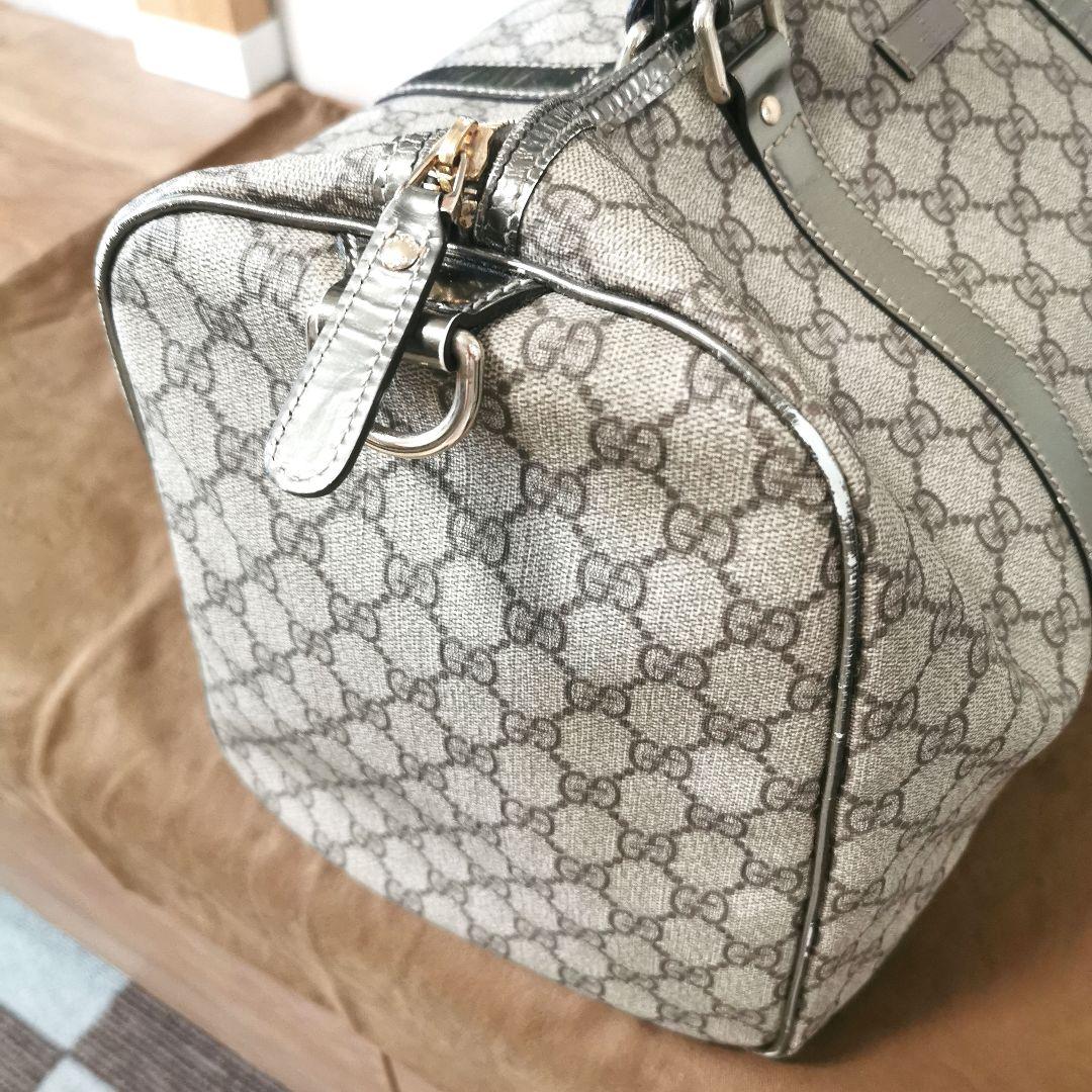 GUCCI　ボストンバックGG柄　シルバーメッキ調