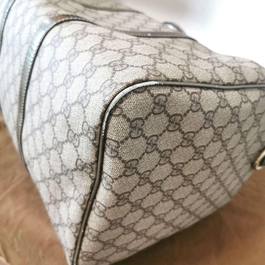 GUCCI　ボストンバックGG柄　シルバーメッキ調