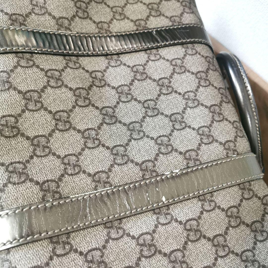 GUCCI　ボストンバックGG柄　シルバーメッキ調