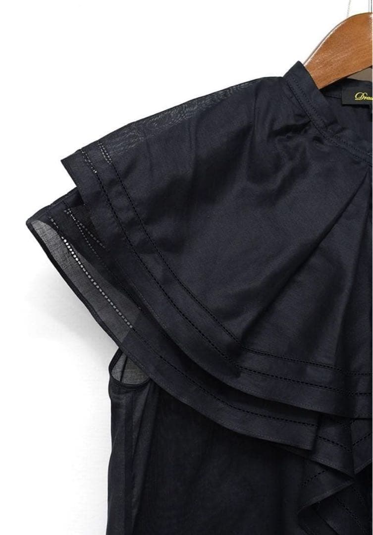 美品 Drawer フリル　ノースリーブ　ブラウス 36 ドゥロワー　シャツ
