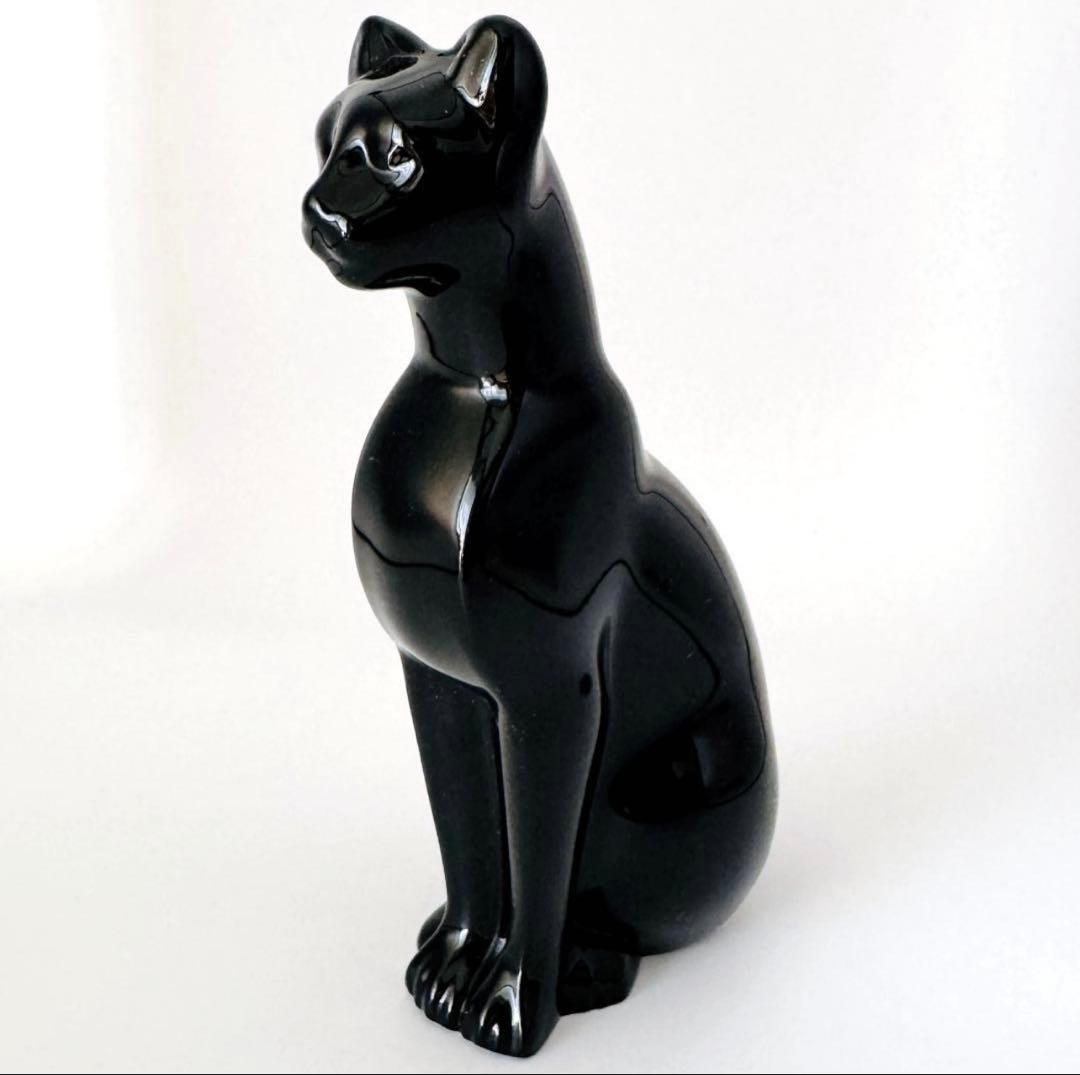 バカラ 大型 ブラッククリスタルガラス製 フィギュリン 16cm 漆黒の猫
