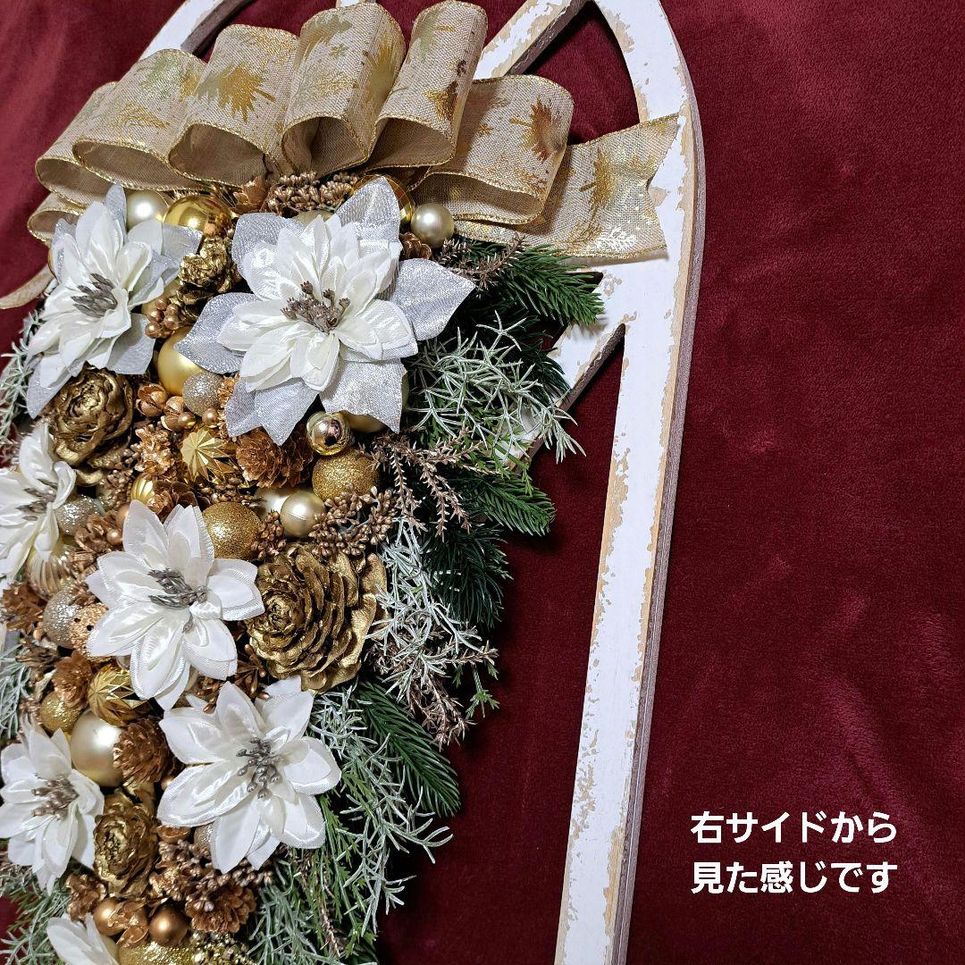 ❁⃘*.゜特大白いポインセチア縦長リース❁⃘*.゜ゴージャスなリース