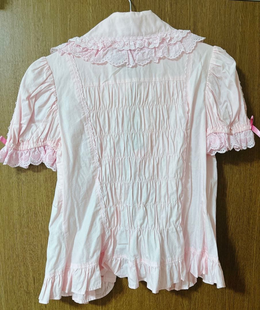 Angelic Pretty シャーリング はしごレース 半袖ブラウス ピンク