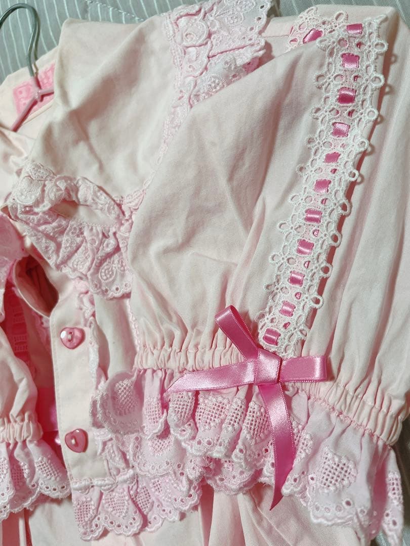 Angelic Pretty シャーリング はしごレース 半袖ブラウス ピンク