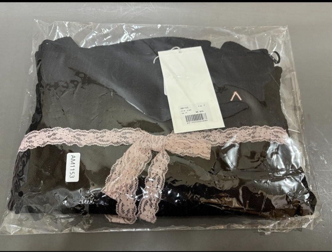 ANDMARY Della ribbon tops black ブラック