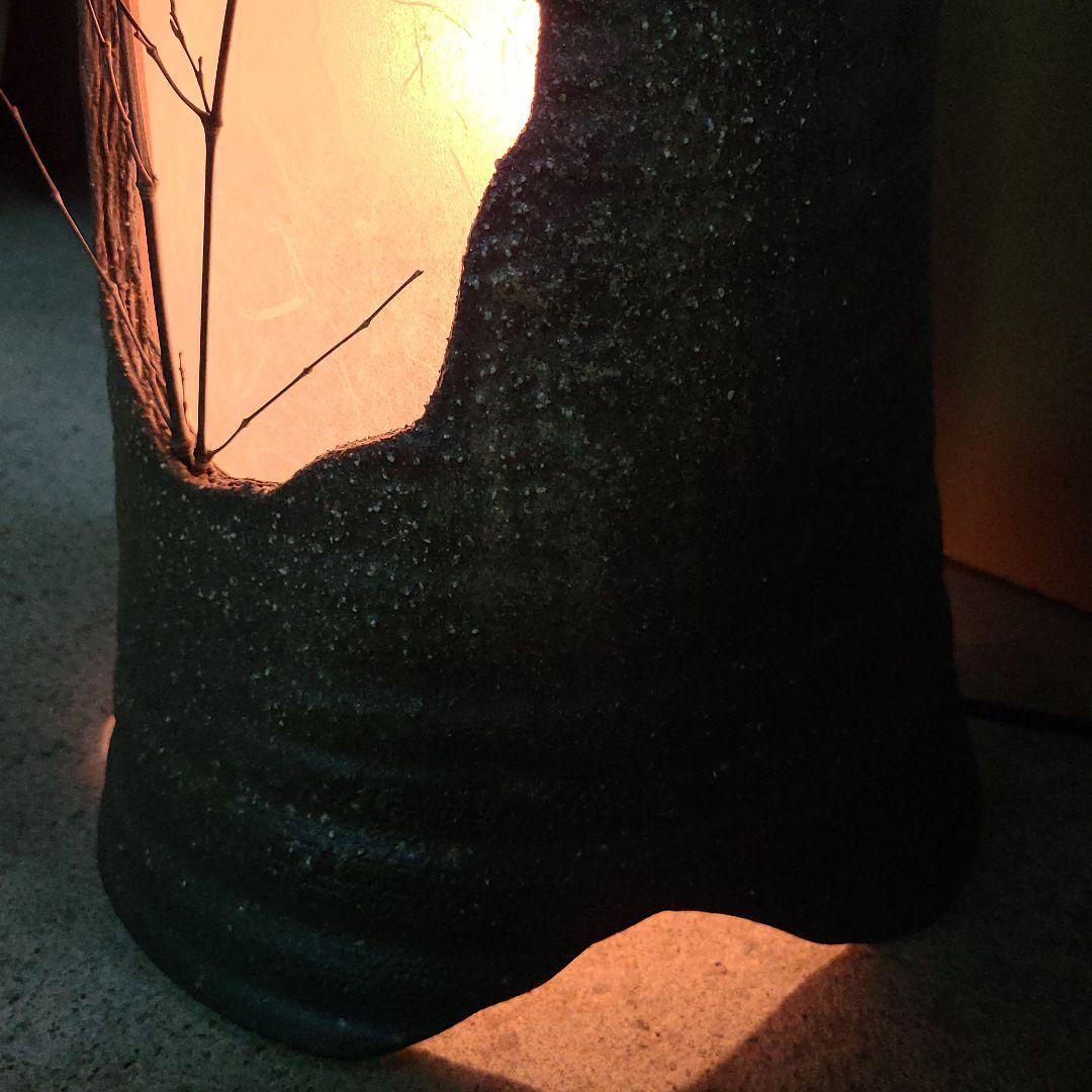 信楽焼 屋内灯 古窯 高さ４６cm（和紙風アクリル板付き）